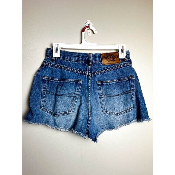 Yoyo Jeans Cut Off High Waist Denim Shorts Womens Juniors 5 Raw Hem - Picture 5 of 11